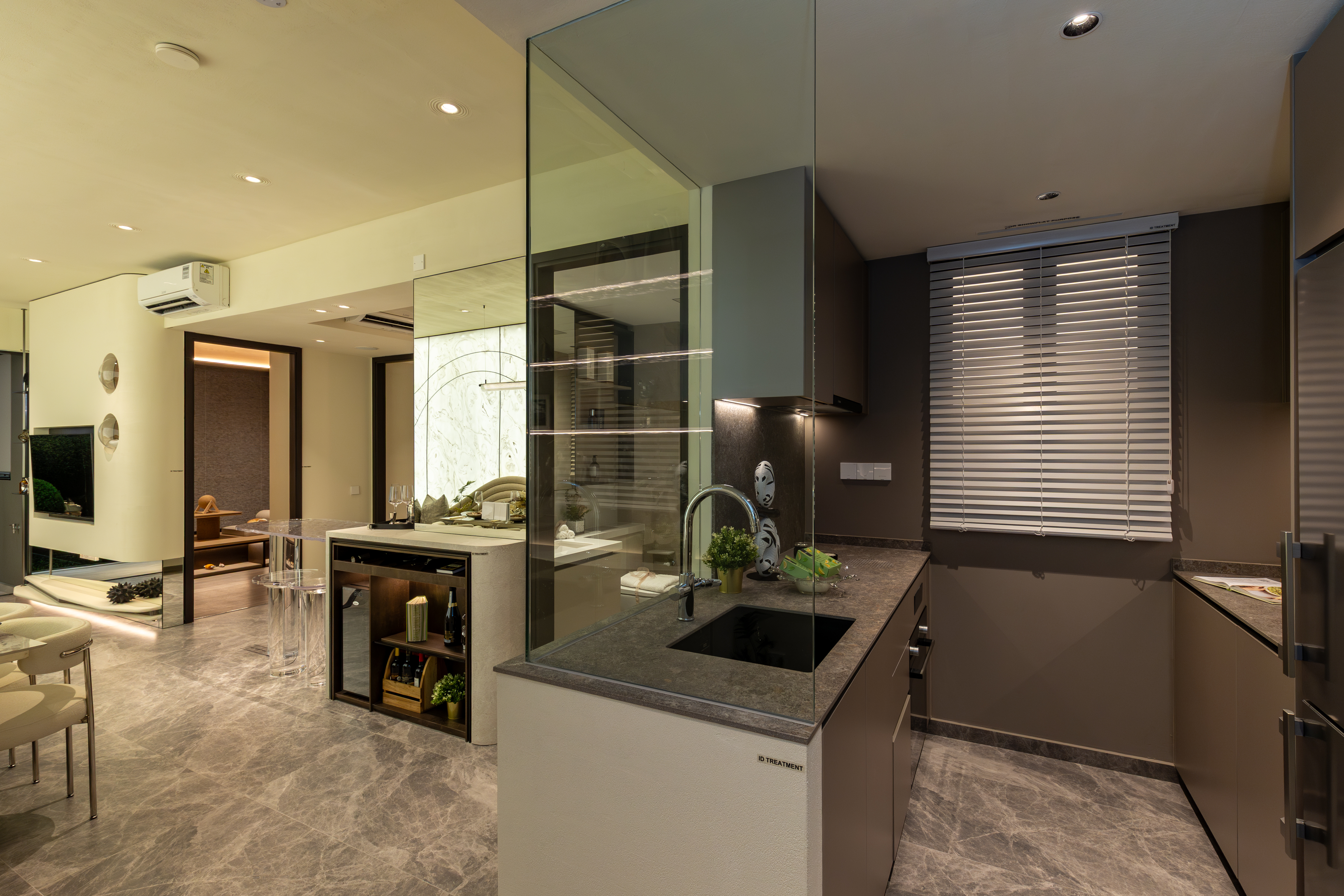 The kitchen of the two-bedroom showflat.