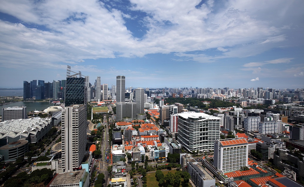 The view of Bugis towards the CBD and Marina Bay from DUO