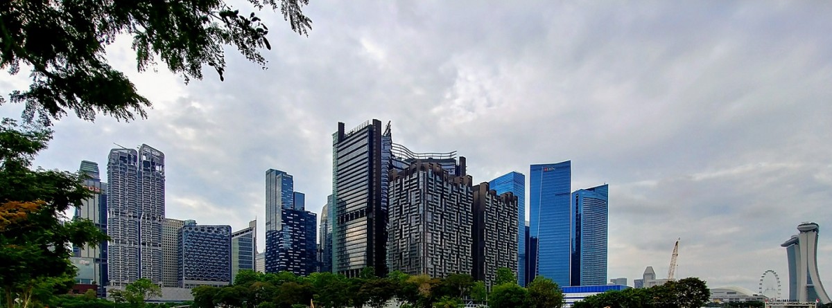 A cross-section of Tanjong Pagar-Shenton Way-Marina Bay (from left): Tanjong Pagar Centre, V on Shenton and UIC Building, Asia Square, Marina One and Marina Bay Financial Centre