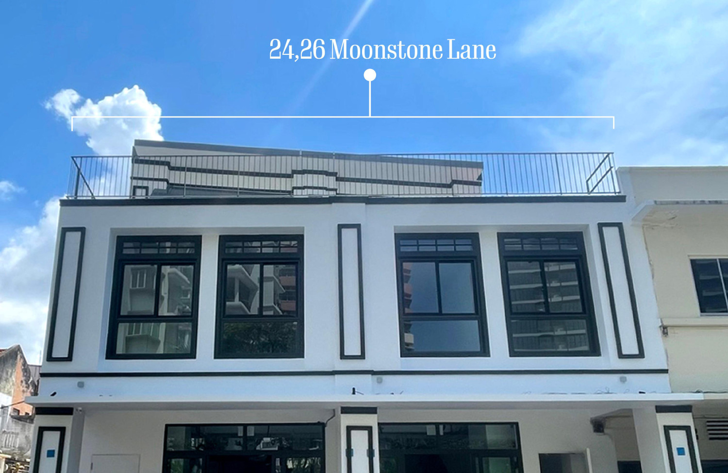 Two freehold shophouses on Moonstone Lane for sale at 12.68 mil